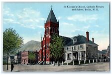 1917 St. Kiernan's Church Catholic Rectory School Berlin New Hampshire Postcard picture