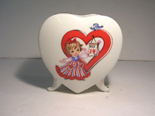 Vintage Lefton 8106 Heart Shaped Valentine Girl Calendar Planter  picture