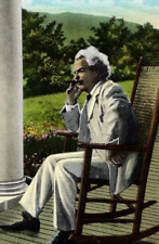 Vintage Linen Postcard Mark Twain Home Front Porch Rocking Chair Hannibal MO picture