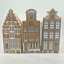 3 Amsterdam Hand Painted Porcelain Canal Row Houses POLYCHROOM Made in Holland picture