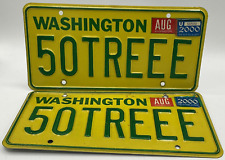 2 Aug 2000 50TREEE Yellow Grn Washington WA Personalized Vanity License Plates picture