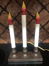 Vintage RETRO Window Candles Candleabra Brown Base ELECTRIC picture