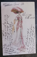 vtg postcard 1909 FISKHATS Millinery Fashion Gibson Girl pretty style posted picture
