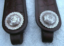 Vintage Shaped Ear Horse Cowboy Headstall 1-1/4 Sterling Conchos Floral Tooling picture