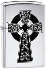Irish Pride Celtic Cross High Polished Chrome Zippo Lighter picture