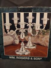 Vintage Pair of Wm Rogers & Son 3 Lite Silver Plated Candelabras 7 ½” X 8 7/8” picture
