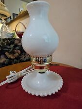 Vintage White Hobnail Milk Glass Table Lamp Hurricane Style picture
