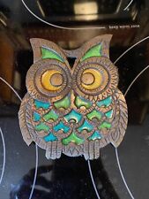Vintage Retro Cast Iron Owl Footed Trivet green Stained Glass Japan picture
