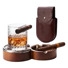 Luxurious Cigar Glass - In A Leather Horseshoe Storage Case Whiskey Glassware... picture