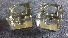 Antique Art Deco Pair Of Large  Inkwells Clear Heavy Glass. 6cm x 5cm picture