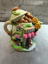 Vintage Easter Bunny House Bakery Teapot Shaped Figurine Decor Porcelain Pastel picture