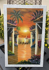 Beach Sunset Ceramic Tile Mexico 10 x 15.5 Hand Painted picture