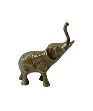Vintage Brass Elephant Statue Figurine Retro Home Decor Trunk Up Good Luck 4” picture