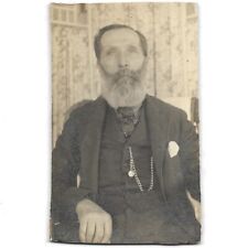Antique CDV Photo Man Old Portrait Long Gray Beard Watch Chain C1899 Victorian picture