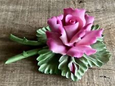 Napoli Dea Capodimonte Porcelain Fuchsia Pink Rose -Hand Made In Italy- Lifelike picture