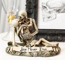 Love Never Dies Day Of The Dead Skeleton Couple Kissing By The Graveyard Statue picture