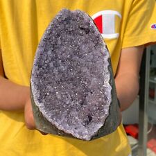 3.24Lb Large Natural Amethyst Agate Geode Quartz Crystal Mineral Specimen picture