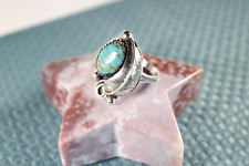 Vintage Native American Navajo Silver Feather &Turquoise Southwest Arizona Ring  picture