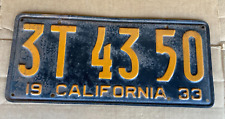 1933 California CA License Plate frm Old Ford w / Rust 3T4350 picture