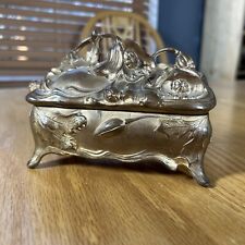 Antique JB Jennings Art Nouveau Jewelry Casket Footed Trinket Box Victorian picture