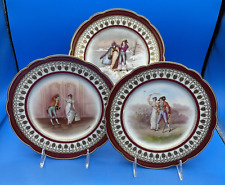 THREE ANTIQUE LIMOGES CABINET PLATES BY DELINIERES, 1894-1900, SIGNED G. SAQUET picture