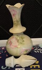 Collectible Vintage Perfume Bottle With Topper.  Nippon Hand Painted Roses picture