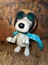 Vintage Peanuts Snoopy Dog Aviator Pilot Toy. Jointed With Goggles Scarf. 1966 picture