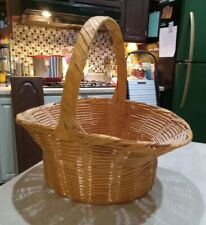 Vintage Mid-Century Mexico Easter Bonnet Basket Wicker Split Reed Large 12x12