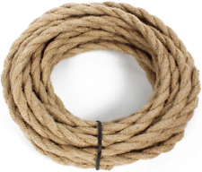 25ft Rope Covered Lamp Twisted Wire,Vintage 18/2 Industrial Electrical Hemp R... picture