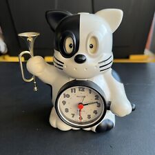 Rhythm Japan Bugle Rise & Shine Cat Talking Alarm Clock TESTED - Vintage picture