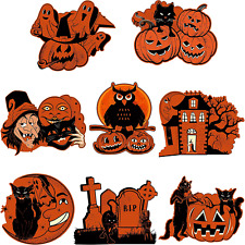 8 Pieces Vintage Halloween Party Decorations, Assorted Black Orange Retro Hal... picture