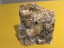 Large Calcite Crystals on Banded Gray and Yellow Limestone picture