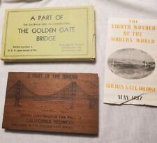 VIntage GOLDEN GATE BRIDGE California Redwood CATWALK Wood Souvenir 1937 Mailer picture