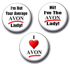 3 Avon Lady  rep Buttons Pin 2.25