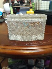 Vtg American Brilliant Heavy Cut Crystal Glass Rectangle Trinket Box/Lid Vanity picture