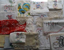 Lot of Vintage, Doilies, Cloth Linens, Hand Embroidered, Beautiful Stitching picture