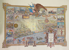 Vtg New Hope PA illustrated pictorial map print Joseph Crilley 1976 Bicentennial picture