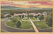 View of Salt Lake City, Utah UT-from University of UT Campus-antique postcard picture