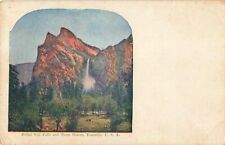 Yosemite CA California, Bridal Veil Falls & Three Graces, Vintage Postcard picture