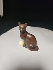 Franklin Mint Curio Cabinet Cat - Third Collection Art Deco brown metal w ball picture