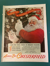 1945 Chesterfield Cigarettes Santa Claus Christmas Tree Vintage Print Ad picture