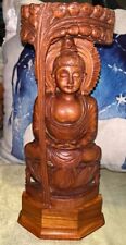 Meditating Sitting Buddha Hand Carved Wood Sandal Feng Shui Sculpture Home Decor picture