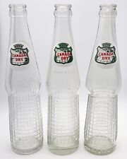 Lot of 3 Vintage CANADA DRY Half Grid Embossed 10oz ACL Soda Bottles Clear Glass picture