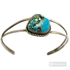 RARE OLD PERSIN TURQUOISE VINTAGE NAVAJO STERLING SILVER BRACELET CUFF picture