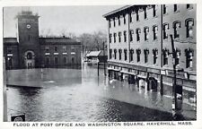 Flood Post Office WA Square Haverhill MA Posted Vintage White Border Post Card  picture