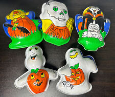 Lot 5 Vintage Halloween Plastic Candy Containers Plastic Puffy Snap Close picture