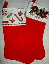 Lot of 2 Vintage North Star & Seasonal Specialties Felt Christmas Stockings 19