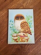 Vintage MCM 70s Owl Mushroom Wall Plaque Picture Steven Halliday picture