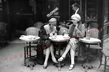8x10 Photo reprint of Flapper Era Girls Women Fashion Sitting at Outdoor Cafe picture