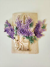 Antique Victorian die cut and embossed fold out lilac bouquet post card picture